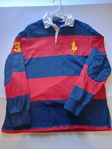 Polo Ralph Lauren Rugby Long Sleeve Big Pony #3 Size Small Red/Blue Y2K 90's - Picture 1 of 9