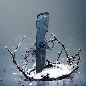 Small Pocket Knife Stonewashed Blade And Handle Pocket Clip Spring Assist NEW - Picture 1 of 5