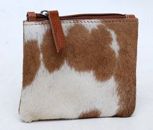 100% Real Cowhide Coin Wallet Real Leather Hair ON Western Ladies Coin Purse W27 - Picture 1 of 3
