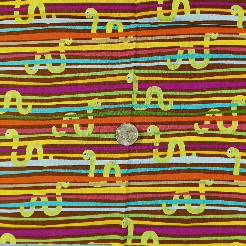 Snakes and Stripes Multicolor Cotton Quilt Fabric Fat Quarter 18x22 - Image 1 of 1