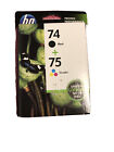 Hp 74 Black 75 Tri-Color Ink Cartridges Exp 02/2014 New Sealed