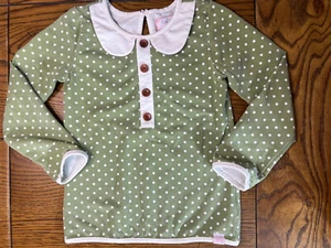 SweetHoney Green with White Polka Dot Faux Collar Top EUC Girls Size 6 - Picture 1 of 3