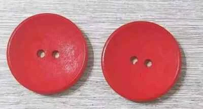 large red wood buttons sewing 2 holes 1 1/8 inch 2pc set - Image 1 of 2