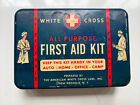 vintage white cross all purpose first aid kit box with bandages only