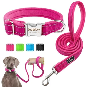 Pet Dog Collar And Leash Set Nylon Adjustable Padded Collar Dog Training Leash - Picture 1 of 16