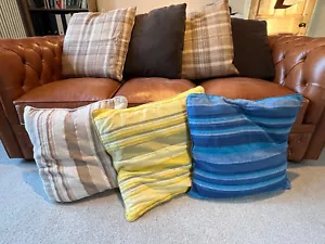 Large Cushions 22"(cover + filler) for Sofa or Floor, stripes, checks and plains - Picture 1 of 13