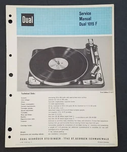 Manual de Servicio Modelo Dual 1015 F.  Tocadiscos Doble Gebruder Steidinger Alemania  - Imagen 1 de 3