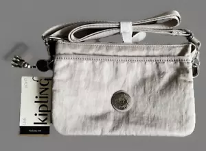 Women's Kipling Riri Jacquard Crossbody Bag KI7679, Gleam Silver NWT - Picture 1 of 10