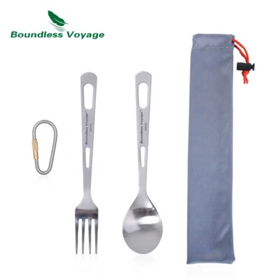Camping Cutlery Set Titanium Knife Spork Spoon Fork Outdoor Small Flatware Set - Image 1 of 4