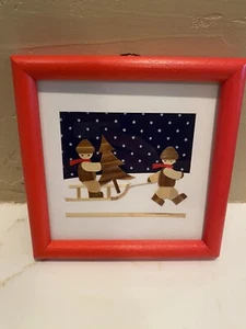 Arte de pared escena de invierno - bambú prensado enmarcado 5x5  - Imagen 1 de 3