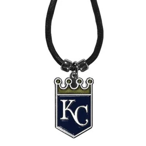 Kansas City Royals Cord Necklace with Logo Charm MLB Licensed Baseball Jewelry - Picture 1 of 4