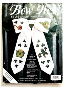 JCA "ST. PADDY'S DAY" UNIQUE CROSS STITCH BOW TIES DOOR DECORATION KIT 11" x 17" - Picture 1 of 7