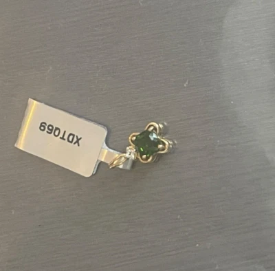 Новый 9 карат 375 золото подлинный хром диопсид подвеска с клеймом + сертификат, 1,3 г - Изображение 1 из 4