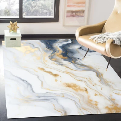 Grey Gold Modern Abstract Rug Luxury Golden Marble  Area Rugs for Living Room - Image 1 of 4