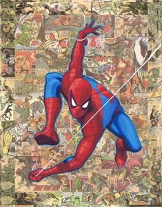 Spider-Man Comic Book Artwork Collage Portrait Tribute Fine Art Mini-Canvas - Picture 1 of 1