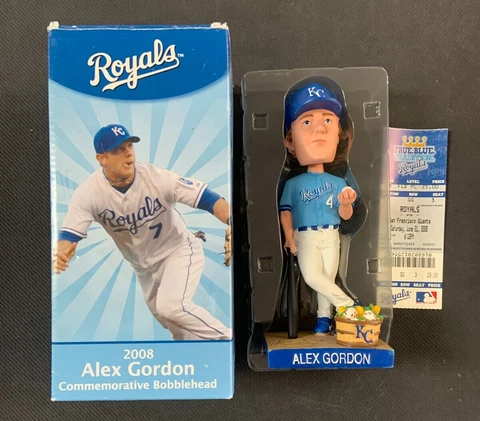 2008 Kansas City Royals Baseball Alex Gordon Bobblehead Bobble Head Ticket Stub Cover