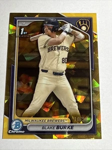 2024 1st Bowman Draft cromo zafiro oro refractor Blake Burke 10/50 RC SP - Imagen 1 de 2