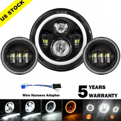 Farol LED DRL de 7 polegadas + luzes de passagem para Harley Davidson Touring Road King - Imagem 1 de 4