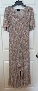 Beautiful Vici Womens Short Sleeve Button Down Floral Print Dress Small Ruffle - Picture 1 of 5