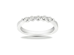 0.15carat Diamond Wedding Band Ring 10kt White Gold Round JK I1-I2 Prong - Picture 1 of 3