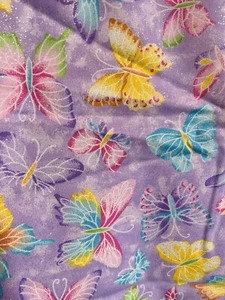 Butterfly Glitter Monarch Purple Pink Butterflies Cotton Fabric FQ 18”x21” - Picture 1 of 1