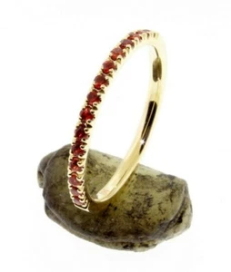 Half Eternity Orange Sapphire Wedding band or stacking rings, Comfort fit, 14 K - Picture 1 of 9