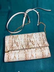 Inc. Sunkissed Snake Print Foldover Purse/ Clutch Suede Faux Leather/Chain Strap - Picture 1 of 24