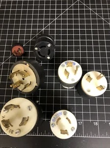 Lot Of 7 Twist Lock Plugs 15A-250/ 30A-250/ Vintage 120V Non-grounded And More! - Picture 1 of 6