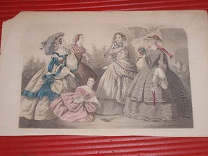 ANTIKER FRANZÖSISCHER MODEDRUCK MITTE UM 1800 - Bild 1 von 11