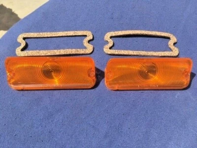 1964 Chevrolet Impala Biscayne SS NEW AMBER Park Light Lamp Lens Pair Gaskets - Image 1 of 4