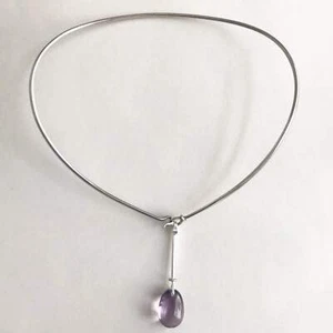 Georg Jensen Sterling Silber "Tautropfen" Anhänger mit Amethyst von Torun - Bild 1 von 3