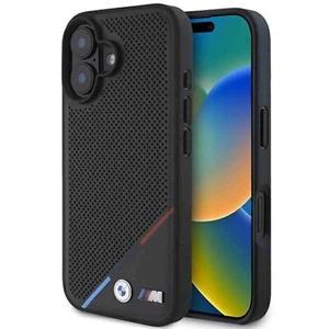 BMW Apple iPhone 16 Hardcase Perforated Tricolor Line MagSafe Schwarz - Zdjęcie 1 z 8