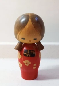 Vintage Japanese Creative SOSAKU Kokeshi doll 15cm 5.9" Toshiharu Pigtails CUTE - Picture 1 of 9