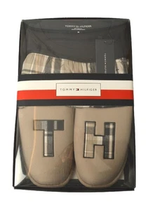 SG Herren Schlafanzug TOMMY HILFIGER mit Pantoletten starre Sohle Geschenkidee Rundstrick - Bild 1 von 9