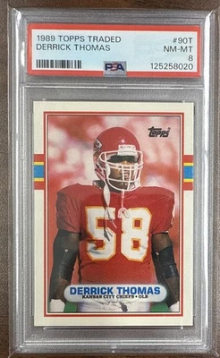 1989 Topps Traded No90T / Деррик Томас ДЕБЮТАНТ / PSA 8 ПОЧТИ КАК НОВЫЙ - Изображение 1 из 2