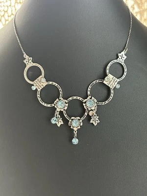 "Collar de piedra de cristal azul inspirador delicado diseño danés peregrino 15""-17""" Foto 1 de 4