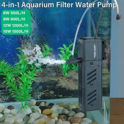 4 in1 Aquarium Fish Tank Filter Water Pump Internal Purifier Filter Oxygen Wave