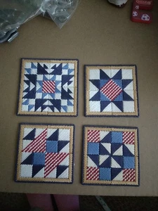 Handgefertigte genähte Untersetzer auf Kunststoff Leinwand Quilt Designs 4 Stck. - Bild 1 von 5