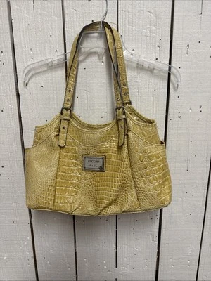 Bolso de Hombro Nicole Miller Imitación Piel de Serpiente Cuero Amarillo Tostado Doble Asa P1 Foto 1 de 4