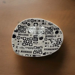 Pier 1 Imports Abendessen Mittagessen Teller 12" weiß schwarz Traffix Retro Vintage - Bild 1 von 6