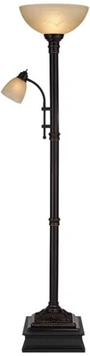 Garver Industrial Torchiere Floor Lamp Riser 76 3/4" Tall Bronze Reading Light - Image 1 of 4