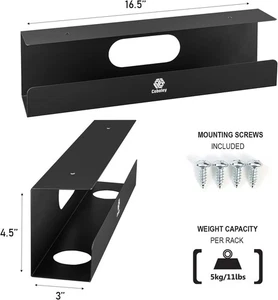 CABALEY Black Under Desk Cable Management Tray Trays 16.5" INCH- 2 Pack - Afbeelding 1 van 5