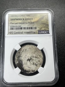SS Central America SHIPWRECK 1855 CHILE, Pascual Esquerra SEA SALVAGED Coin NGC - Picture 1 of 2