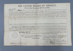 1861 Vereinigte Staaten FEDERAL LAND GRANT Urkunde Schild ABRAHAM LINCOLN von Secy Stoddard - Bild 1 von 20
