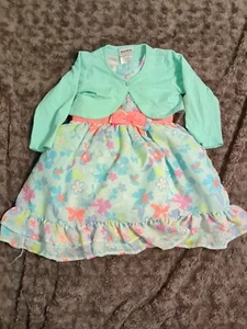 Vestido y cárdigan floral de dos piezas Bluberi Boulevard espuma marina 3T para niñas - Imagen 1 de 5