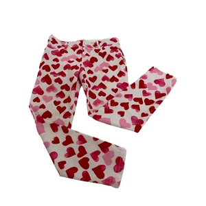 The Children’s Place Girls’ Pants 6X/7 Hearts Print Red White Pink Belt Loops - Picture 1 of 16