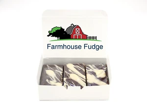 Farmhouse Fudge: Dark Chocolate Raspberry Fudge 3 Piece Box - Picture 1 of 6