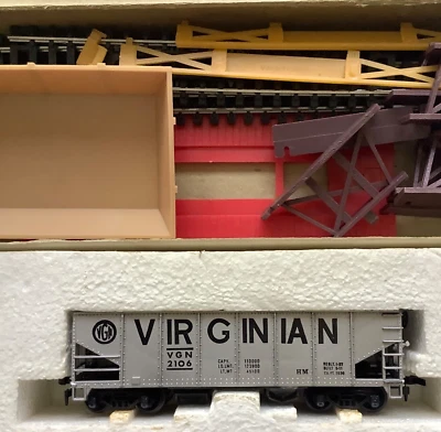 Tyco Automatic Hopper Car Unloading Trestle Virginian HO Train Original Set Box - Image 1 of 4