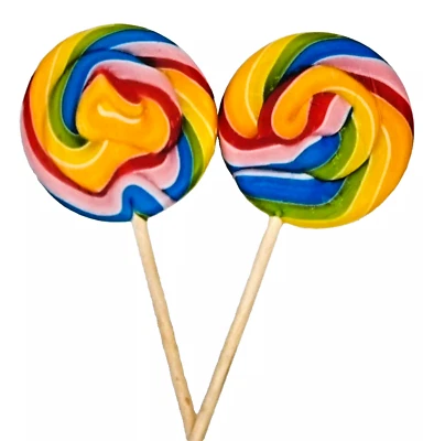 LARGE RAINBOW LOLLIPOPS 50G LOLLIES BBE 15/10/25 CAKE TOPPERS KIDS PARTY VEGAN - Image 1 of 4