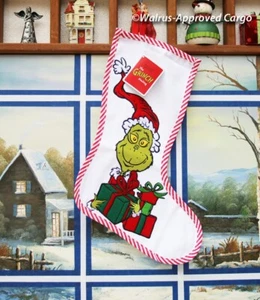 WILLIAMS-SONOMA “THE GRINCH” STOCKING -NWT- “CHEER UP DUDE, IT’S CHRISTMAS!” - Picture 1 of 10